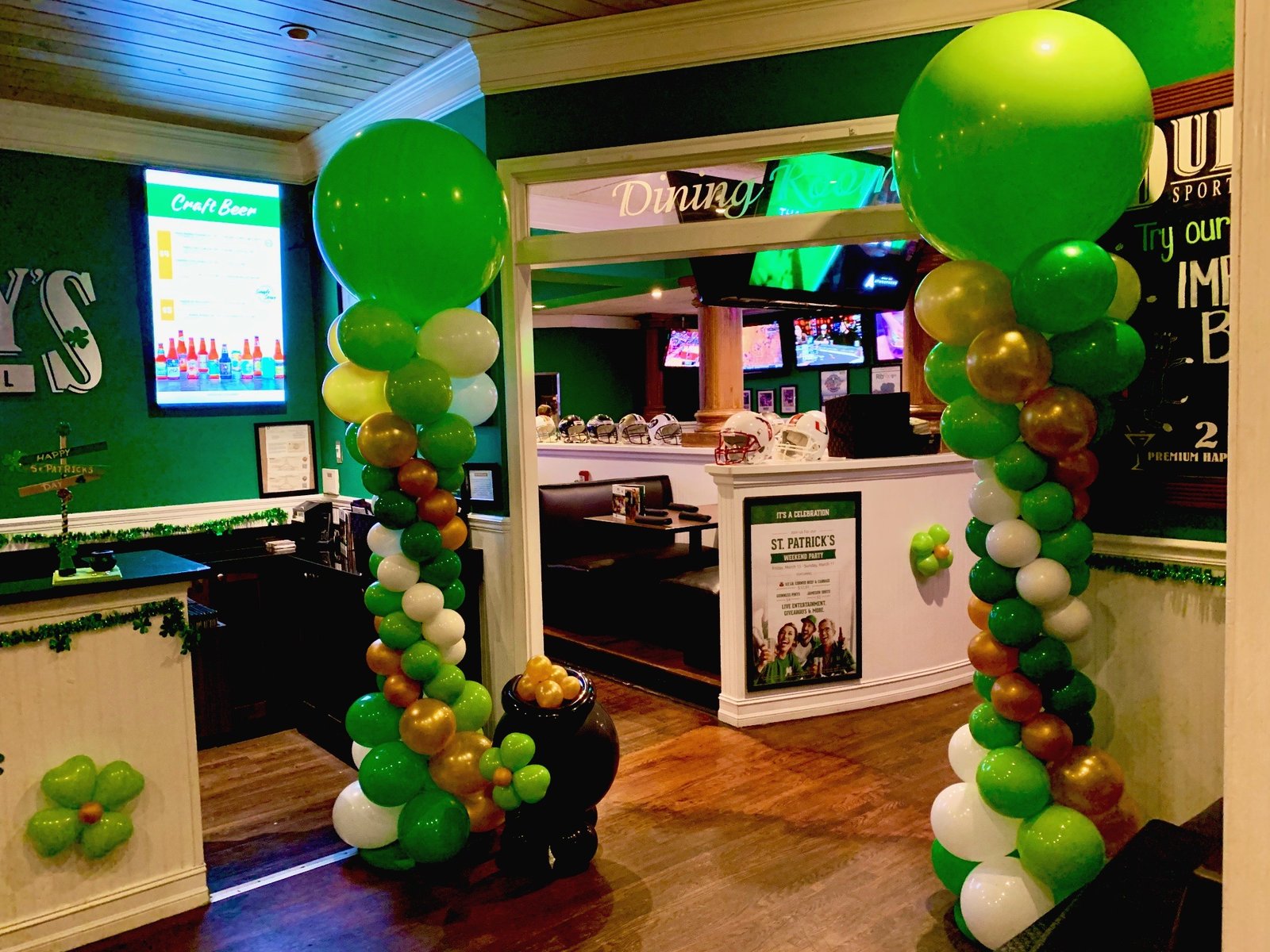 Seasonal holiday balloon and decor installation at Florida venue
