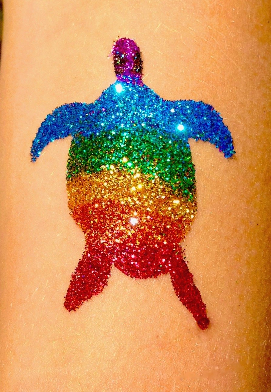 Glitter tattoo at restaurant entrance for promotional event